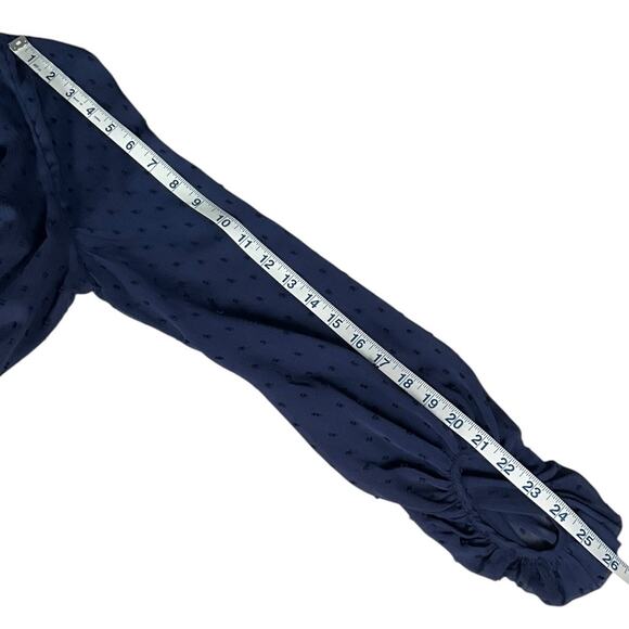 Gal Meets Glam Size 4 Navy Swiss Dot Belted Midi Sheer Elegant Old Money Classic - Picture 7 of 11